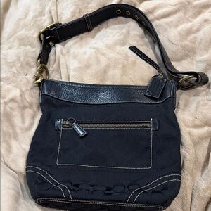 Coach Black Canvas and Leather Shoulder Bag